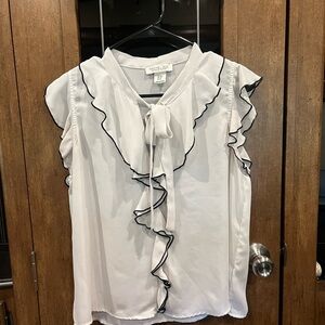 Rachel Zoe Ivory Blouse with Black Accents